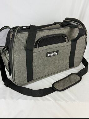 EliteField Dog or Cat Portable Travel Crate Gray Soft 3 Doors Shoulder Strap